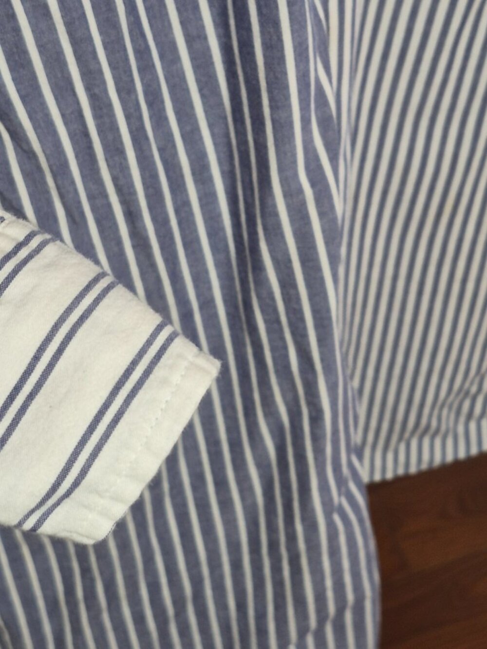 Lauren Ralph Lauren Womens L Blue White Stripe Cotton Tunic Shirt RL Monogram - Picture 4 of 8